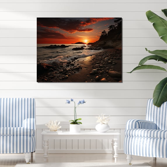 Designart "Seashore Intense Skyline" Nautical & Beach Canvas Wall Art
