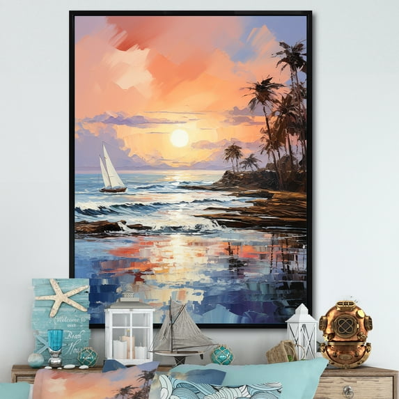 Designart "Seashore Remembrance" Beach Floater Framed Wall Decor