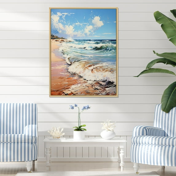 Designart "Seashore Remembrance I" Beach Floater Framed Canvas Art Print