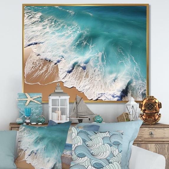 Designart "Seashore Sophistication" Coastal Floater Framed Wall Decor