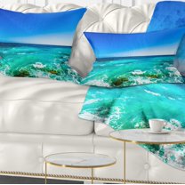 Designart Seashore with Clear Water and Sky - Modern Seashore Throw Pillow - 12x20