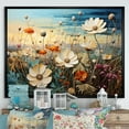 thumbnail image 1 of Designart "Seaside Cerulean Blooms" Flower Floater Framed Canvas Wall Art, 1 of 5