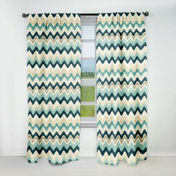 Designart "Seaside Chevron Calm" Chevron Blackout Curtain Single Panel