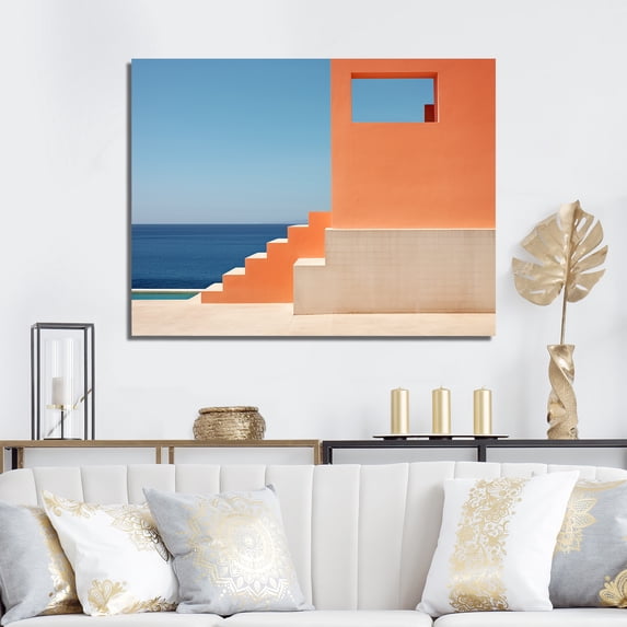 Designart "Seaside Home Architectural Haven IV" Coastal Canvas Art Print