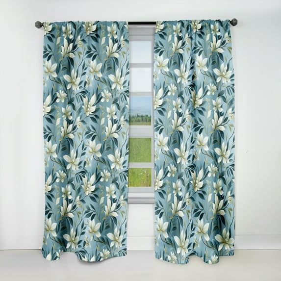 Designart "Seaside Leaf Symphony III" Tropical Blackout Curtain Single Panel