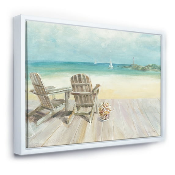 Designart ' Seaside Morning no Window ' Coastal Framed Canvas