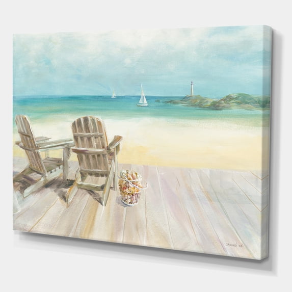 Designart 'Seaside Morning no Window' Coastal gallery-wrapped Canvas