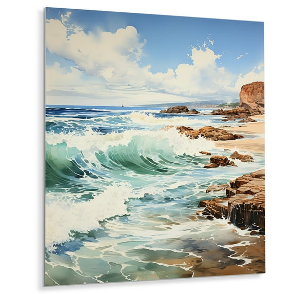 Designart "Seaside Reflections Beach Photo IX" Nautical & Beach Metal Wall Art Prints