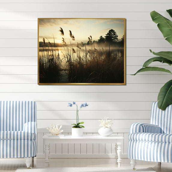 Designart "Seaside Reflections Beach Photo XII" Landscapes Floater Framed Canvas Print