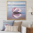 thumbnail image 1 of Designart "Seaside Reflections Beige Clam art painting" Animals Floater Framed Canvas Wall Art, 1 of 7