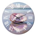 thumbnail image 1 of Designart "Seaside Reflections Beige Clam art painting" Animals Oversized Wall Clock, 1 of 5