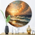 thumbnail image 1 of Designart "Seaside Serenity Orange Green III" Beach Metal Round Wall Art, 1 of 5