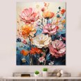 thumbnail image 1 of Designart "Seasonal Blooms Multicolored Flowers on Blue III" Floral Canvas Print, 1 of 5