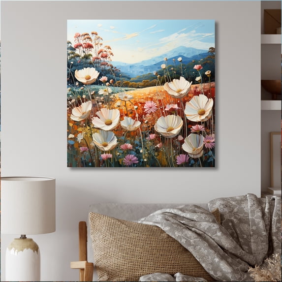 Designart "Seasonal Flowers landscape Pointillism" Floral Metal Wall Decor