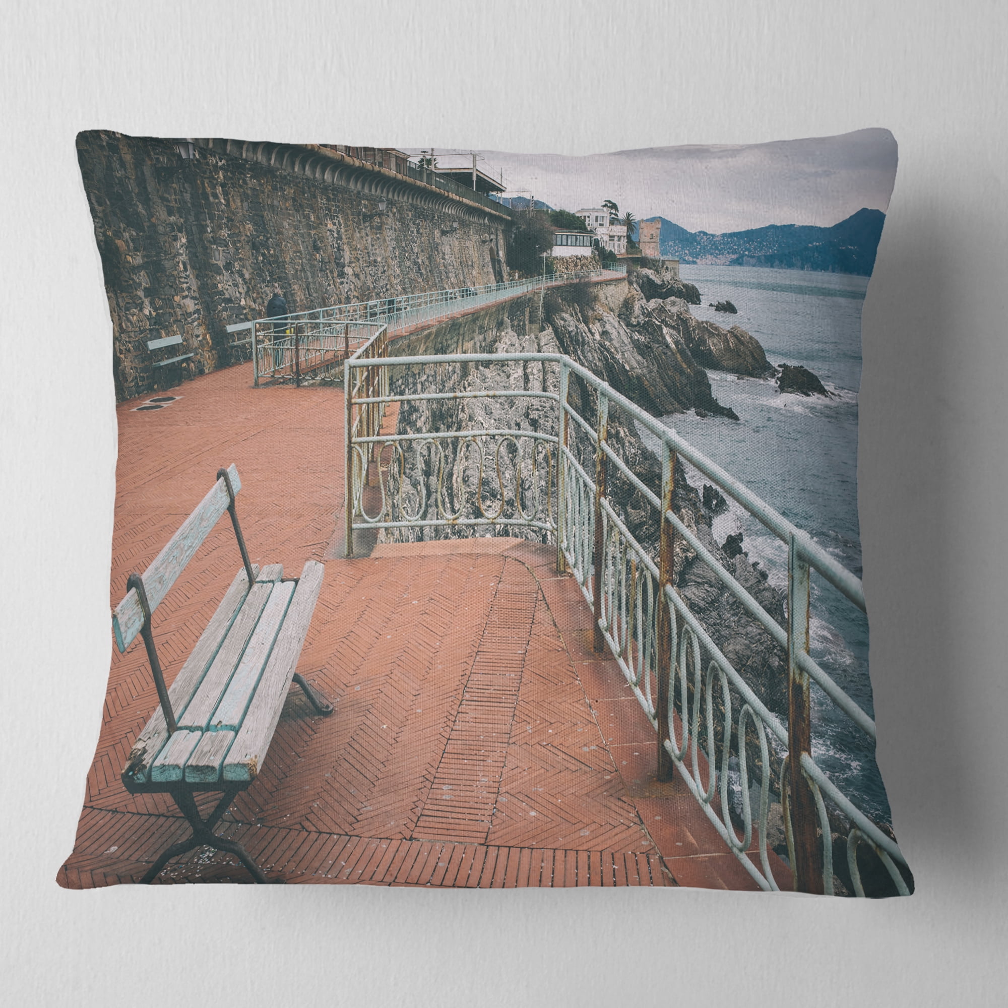 Designart Seating in Genoa Nervi Coast - Seashore Throw Pillow - 16x16
