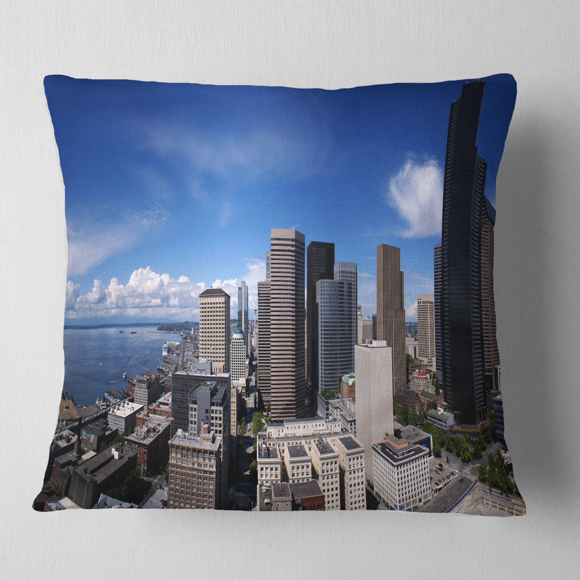 Designart Seattle Downtown from Smith Tower - Throw Pillow - 16x16
