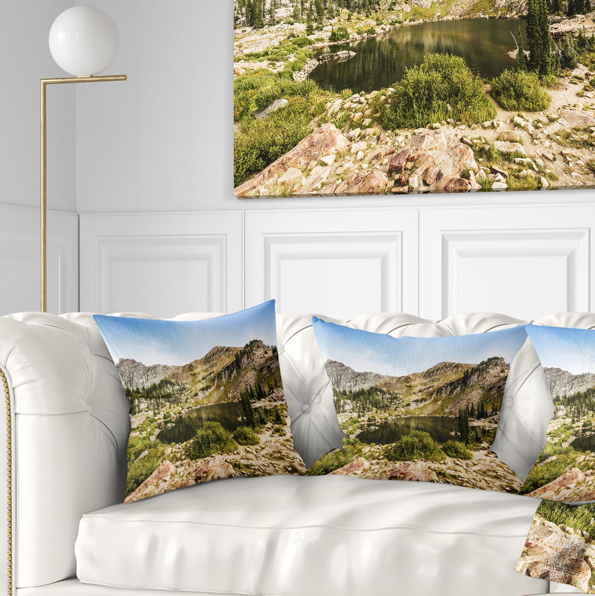 Designart Secret Lake at Albion Basin - Landscape Photography Throw Pillow - 16x16