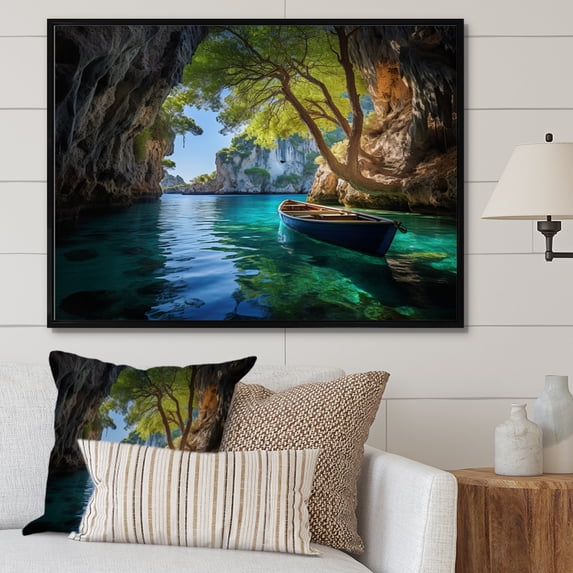 Designart "Secrets of Zakynthos, Greece I" Greece Floater Framed Canvas Wall Art