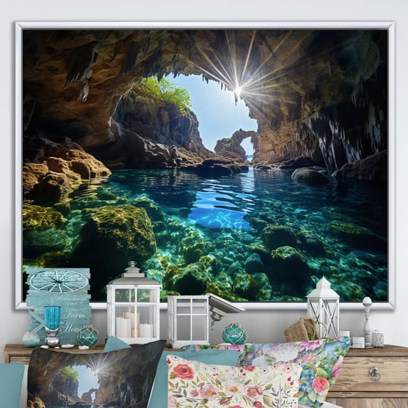 Designart "Secrets of Zakynthos, Greece II" Landscapes Floater Framed Canvas Print