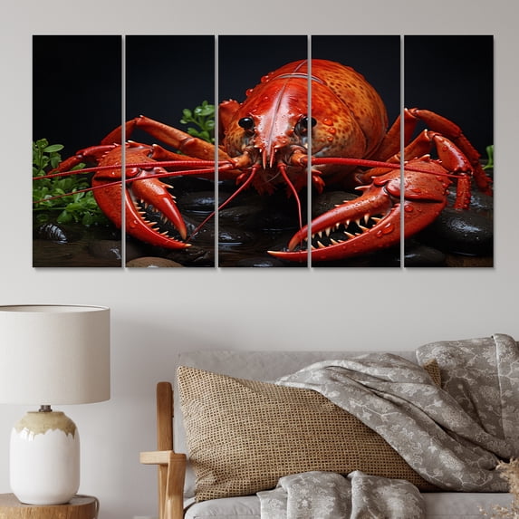 Designart "Selfie with Crayfish II" Animals Metal Wall Art Set