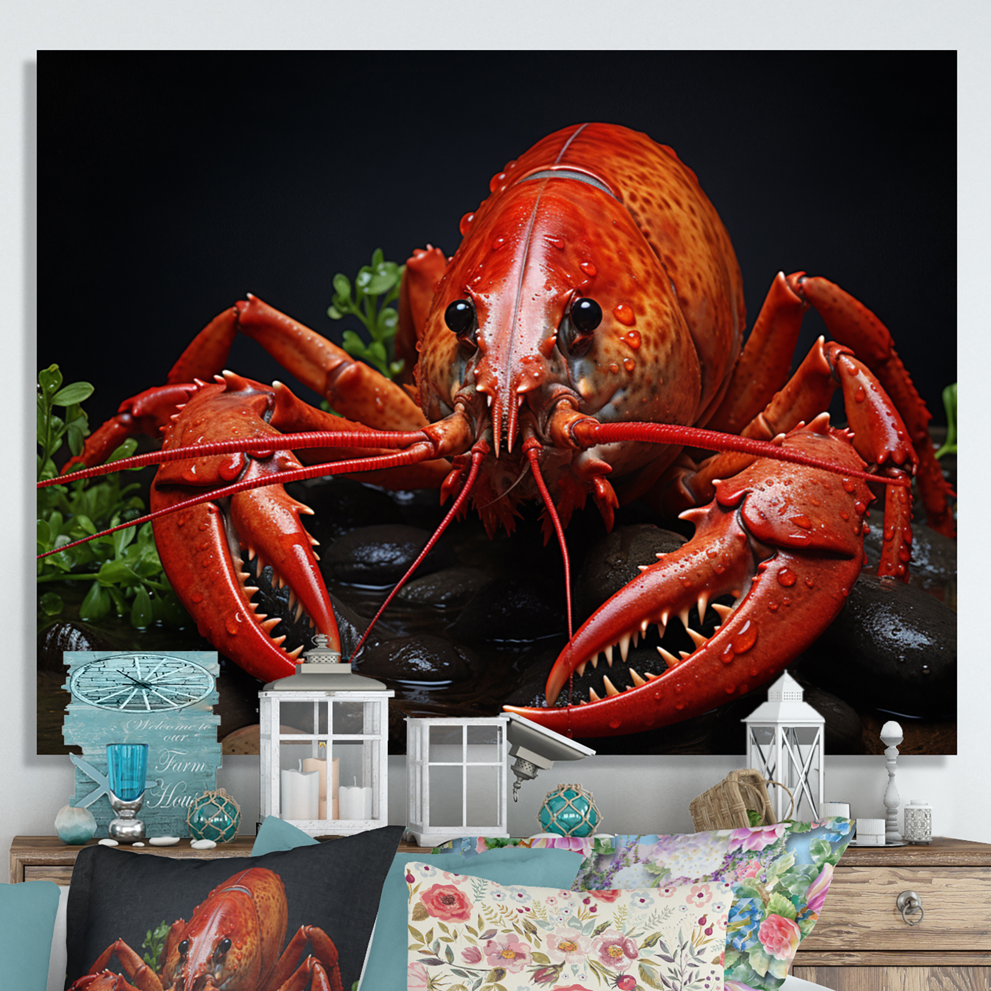 Designart "Selfie with Crayfish II" Animals Wall Art Living Room ...