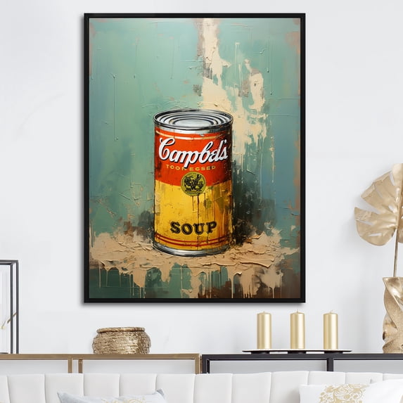 Designart "Sensational Soup In Popart I" Pop Art Floater Framed Canvas Prints