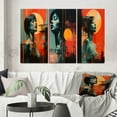 thumbnail image 1 of Designart "Sensual Delight Vintage Portrait under the Full Moon V" Woman Sensual Wall Art Set Of 3 - Glam Red Canvas Set For Living Room Decor, 1 of 6