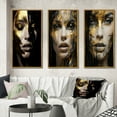thumbnail image 1 of Designart "Sensual Glamour Woman Portrait in Black and Gold IV" Fashion Woman Framed Wall Art Set Of 3 - Gold Glam Frame Gallery Set For Office Decor, 1 of 6