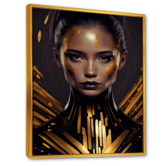 Designart Sensual Liquid Gold Woman I Floating Frame Wall Art