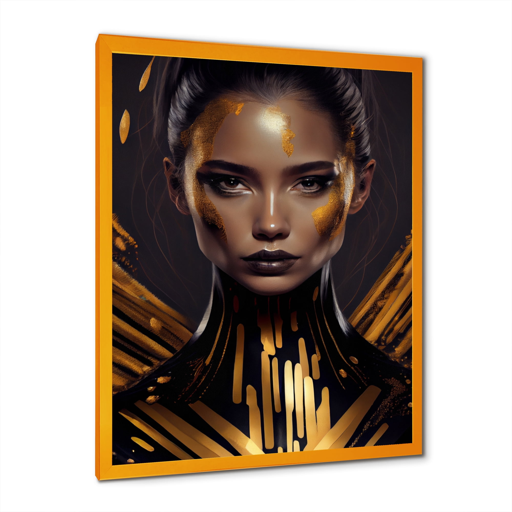 Designart Sensual Liquid Gold Woman I Framed Wall Art
