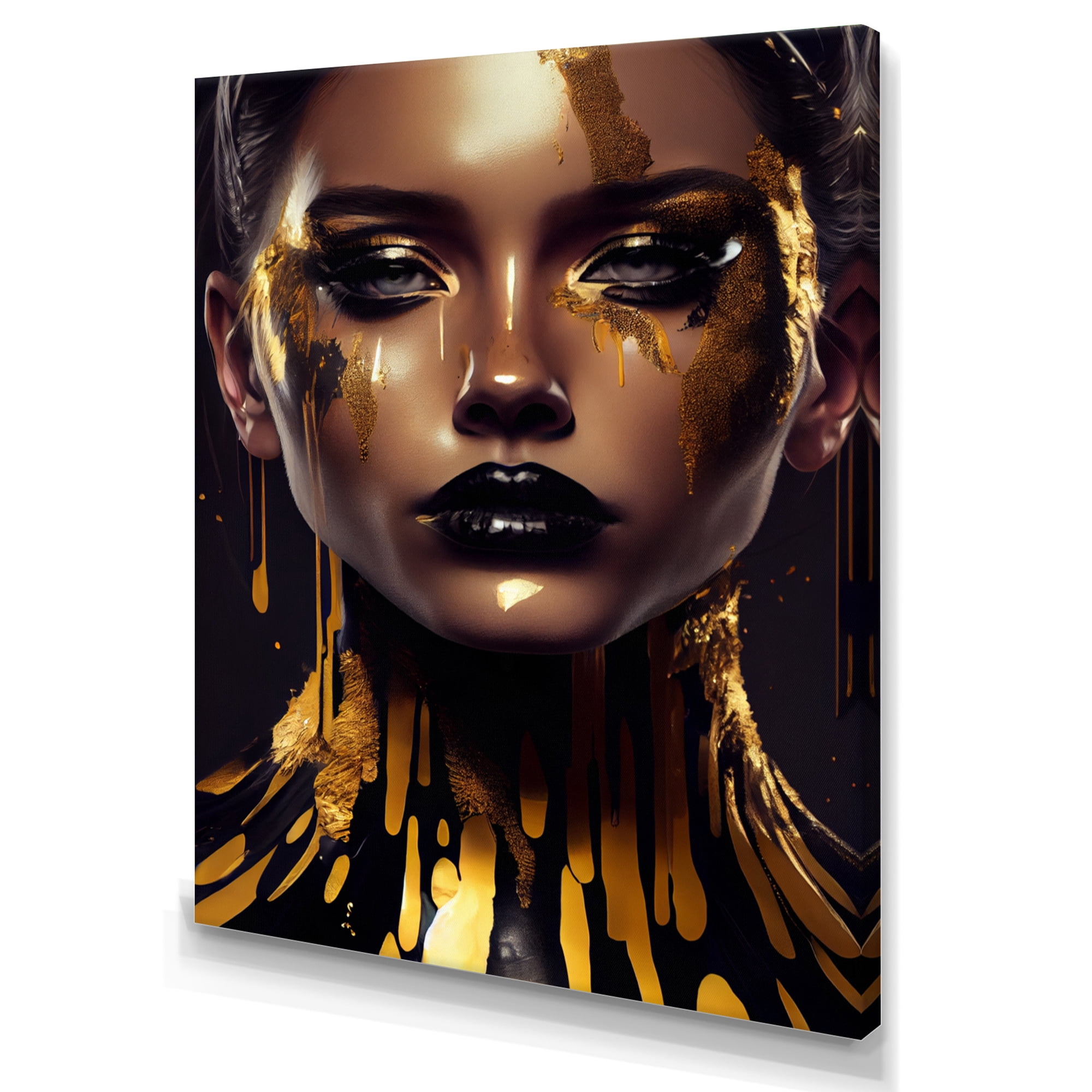 Designart Sensual Liquid Gold Woman II Canvas Wall Art