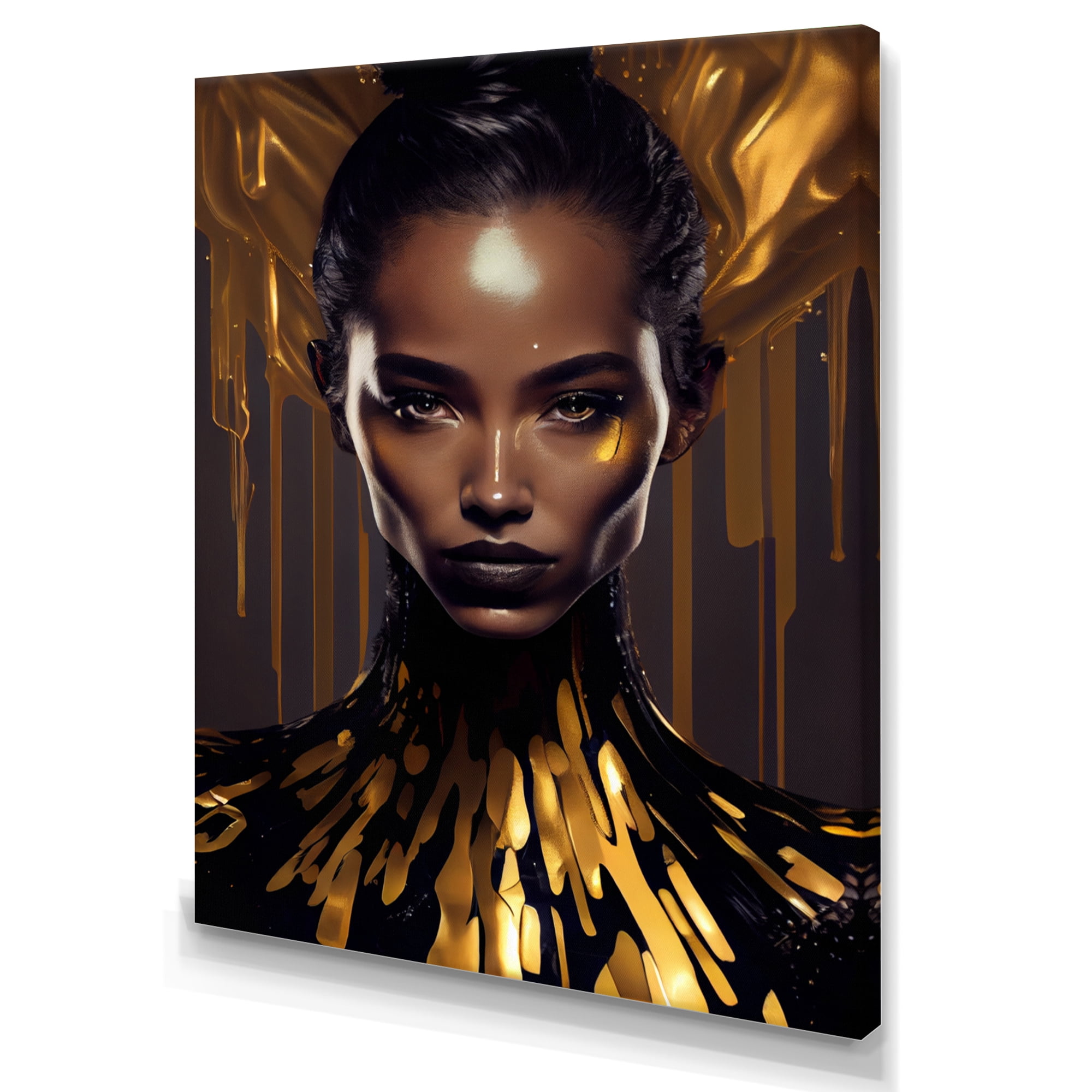 Designart Sensual Liquid Gold Woman III Canvas Wall Art