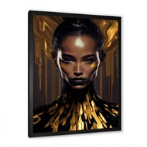 Designart Sensual Liquid Gold Woman III Framed Wall Art
