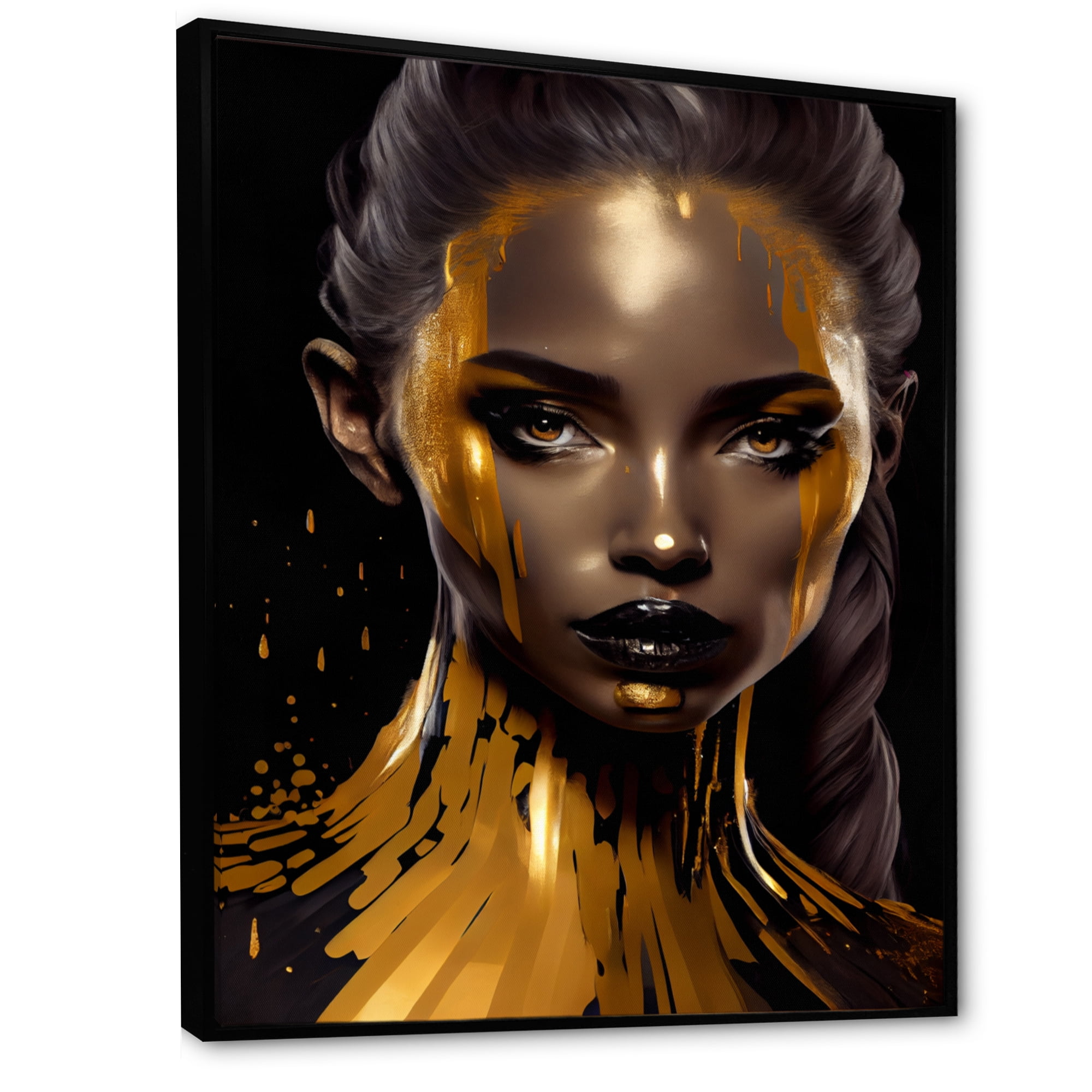 Designart Sensual Liquid Gold Woman IV Floating Frame Wall Art