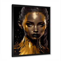 Designart Sensual Liquid Gold Woman IV Framed Wall Art