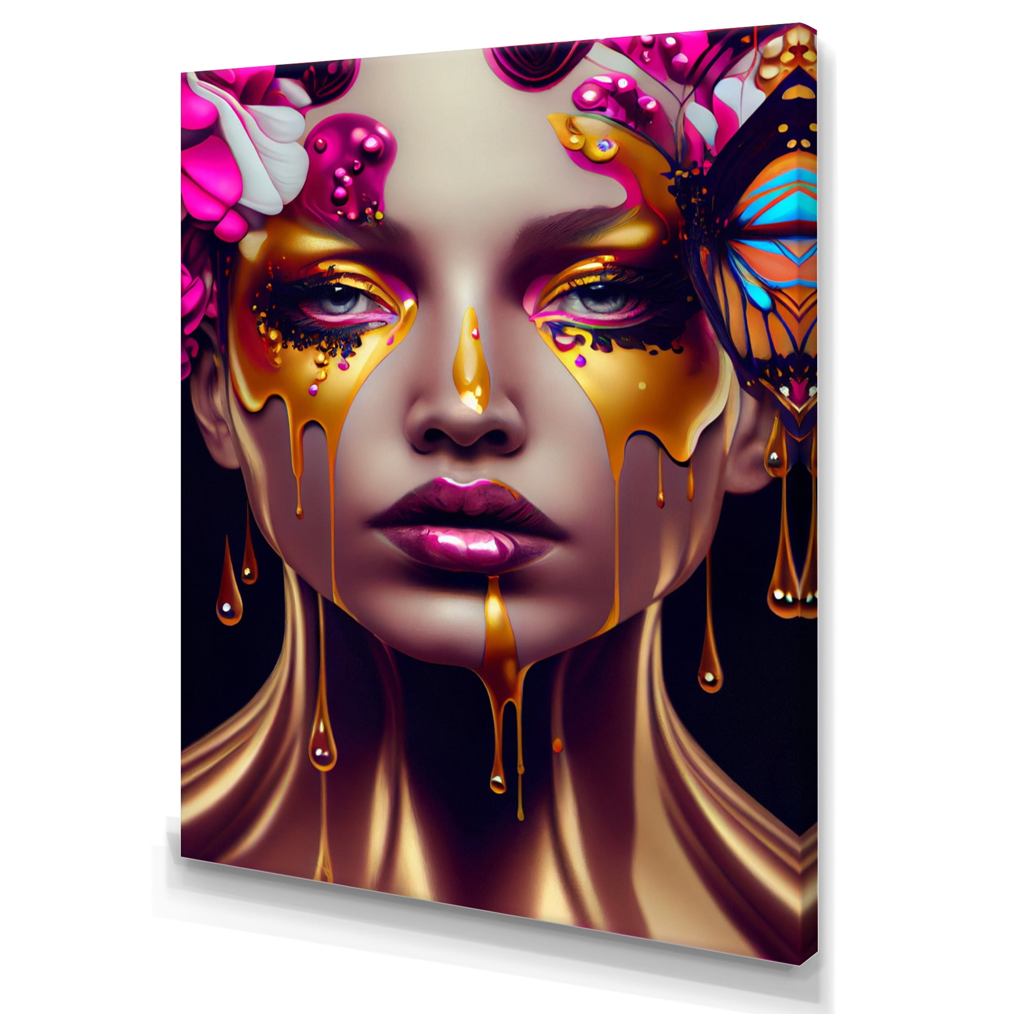 Designart Sensual Woman With Colorful Butterfly IV Canvas Wall Art
