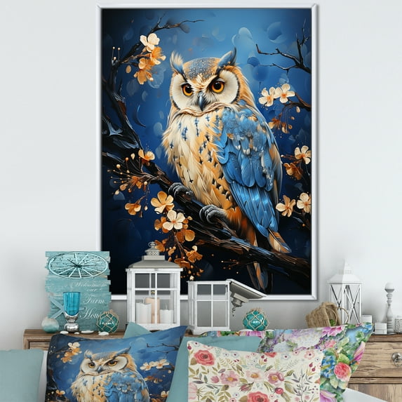 Designart "Sentinels Of The Enchanted Forest: The Owl" Animals Owl Floater Framed Canvas Prints