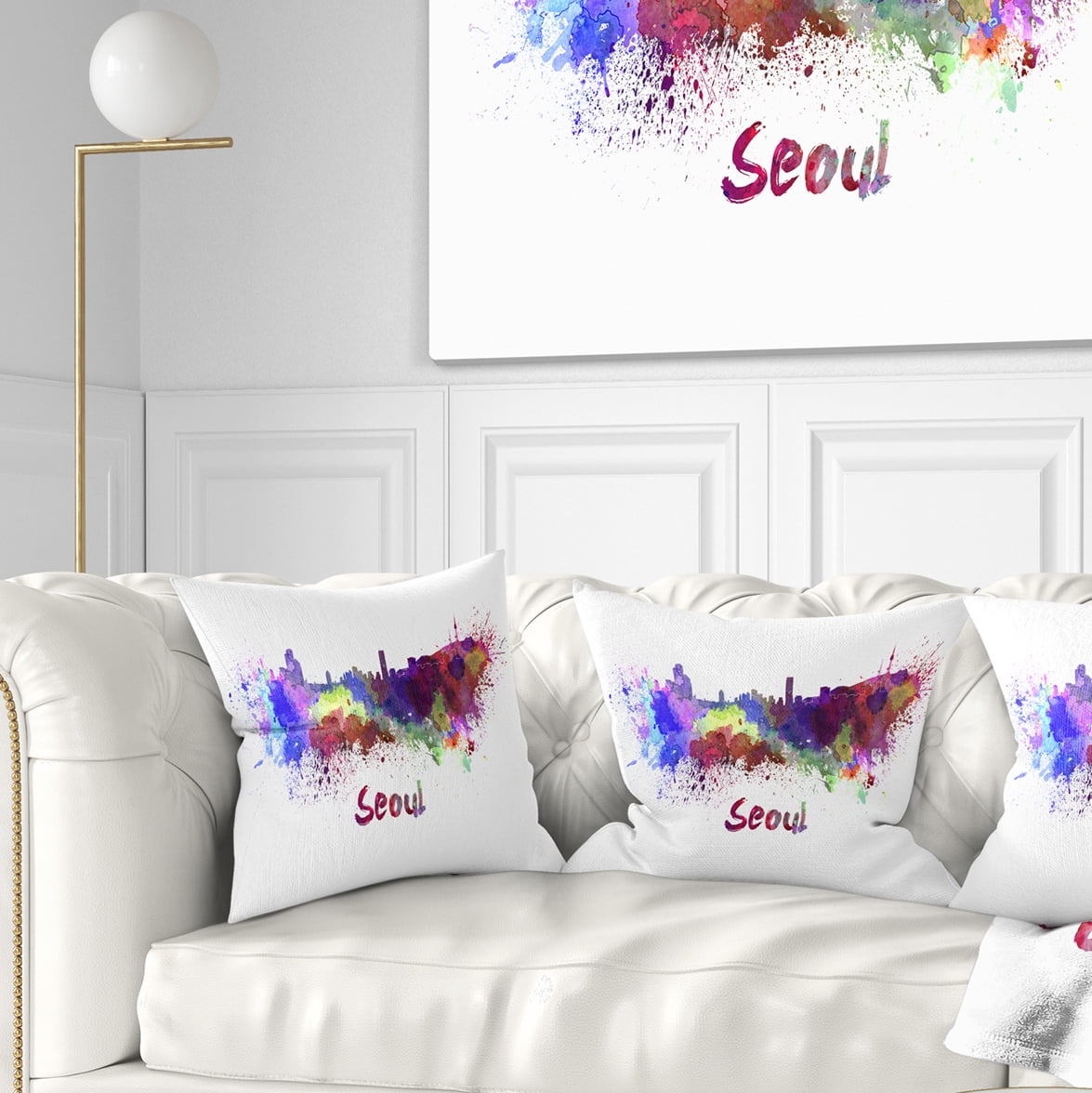 Designart Seoul Skyline - Cityscape Throw Pillow - 18x18