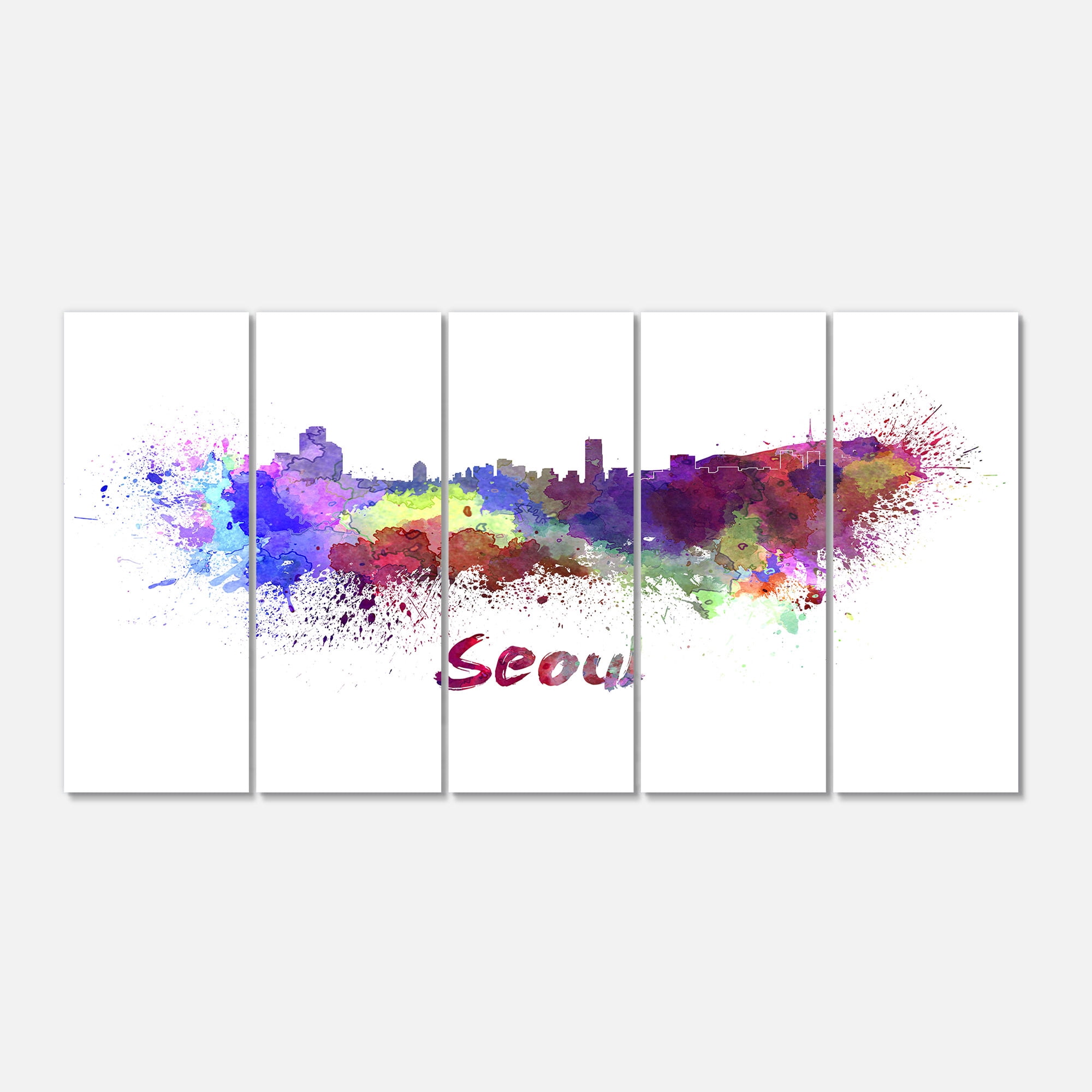 Designart 'Seoul Skyline ' Multipanel Cityscape Extra Large Metal Wall Art Print