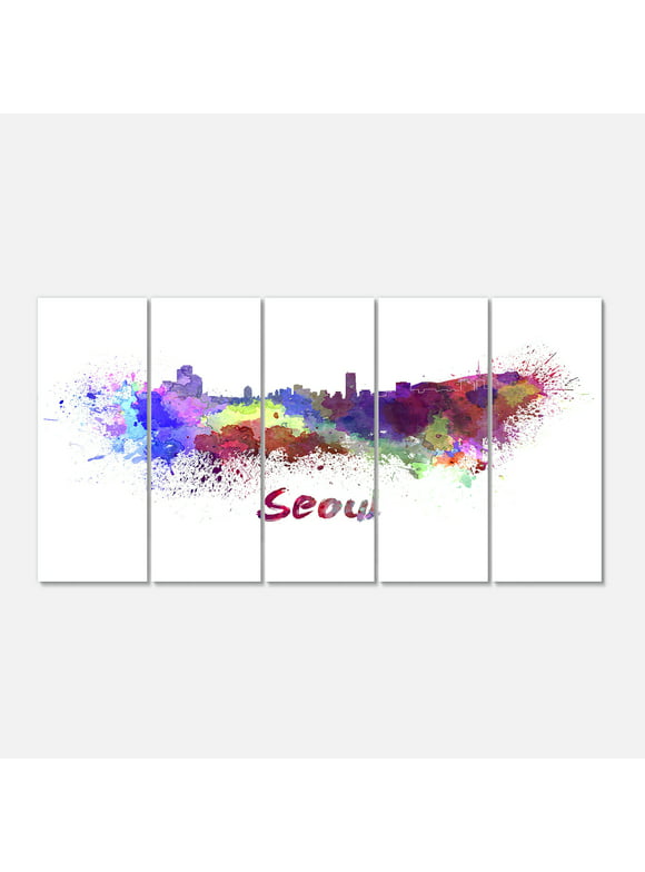 Designart 'Seoul Skyline ' Multipanel Cityscape Extra Large Metal Wall Art Print