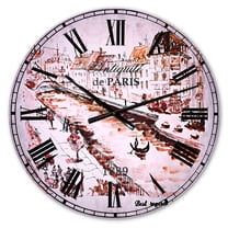 Designart 'Sepia Hand Drawn Sketch of Paris' French Country wall clock