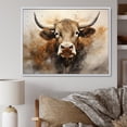 thumbnail image 1 of Designart "Sepia-Toned Cow Portrait I" Animals Cow Floater Framed Wall Art Prints, 1 of 5
