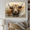thumbnail image 1 of Designart "Sepia-Toned Cow Portrait I" Animals Cow Floater Framed Wall Art Prints, 1 of 5