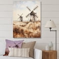 thumbnail image 1 of Designart "Sepia View of Vintage Windmills II" Architecture Canvas Wall Art - Industrial Grey Wind Turbines Entryway Wall Art, 1 of 6