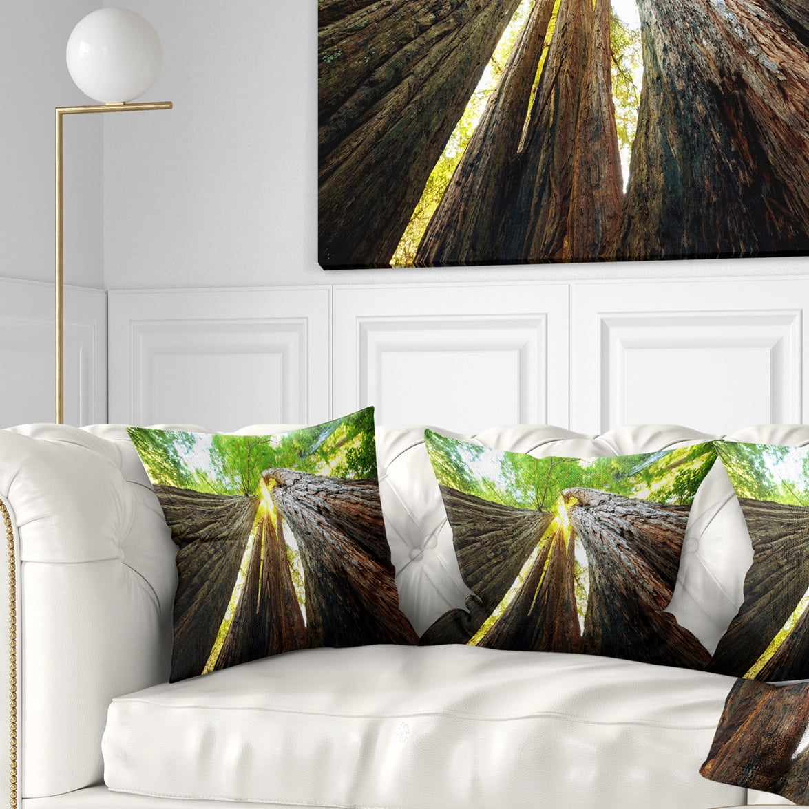 Designart Sequoia Tree - Photography Throw Pillow - 18x18