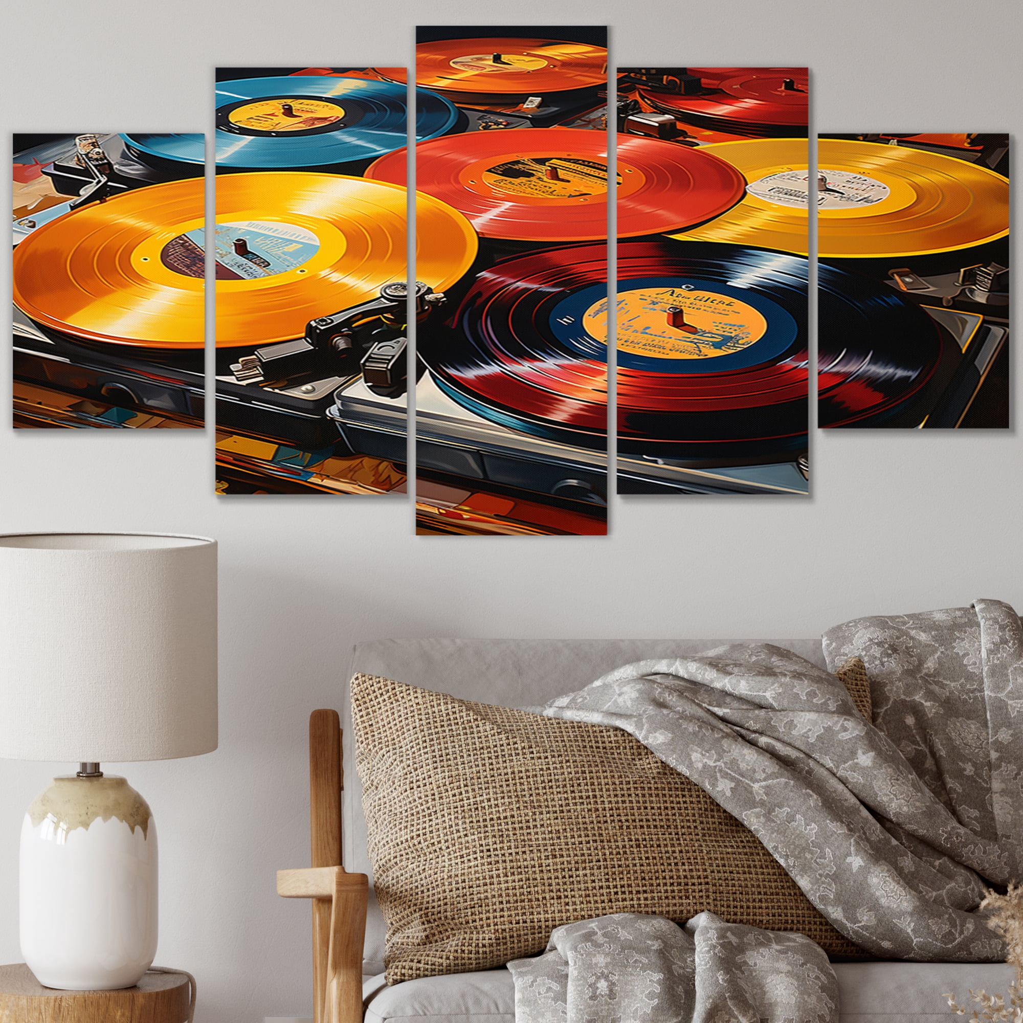 Designart "Serenading Colors of Vinyl Records I" Music Metal Art Print ...