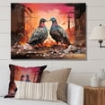 Designart "Serenading Pigeons Grey and Pink I" Animals Wall Art