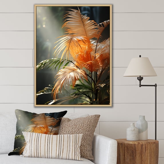 Designart "Serenading Swaying Palms" Palms & Palm Trees Floater Framed Canvas Prints