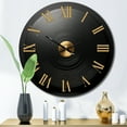 thumbnail image 1 of Designart "Serenading Tunes on Black and Gold Vinyl II" Music Oversized Wall Clock, 1 of 5