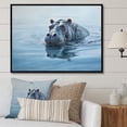 thumbnail image 1 of Designart "Serene African Hippos I" Animals Floater Framed Canvas Wall Art, 1 of 7